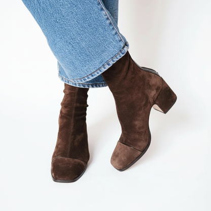 Lily™ | Elegant Suede Square Toe Ankle Boots