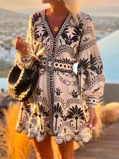 Laila - Robe Mini Ample Imprimée de Plage