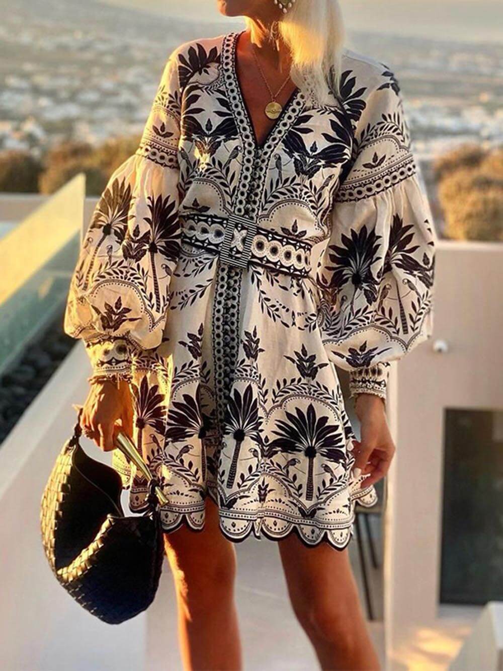 Laila - Robe Mini Ample Imprimée de Plage