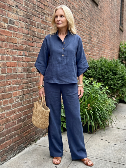 Amity | Ensemble Tunique Pantalon Détente à Boutons
