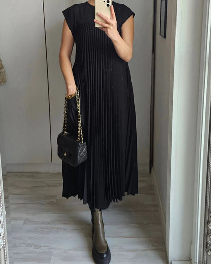 Sophia - Robe Maxi Plissée Élégante Découpée