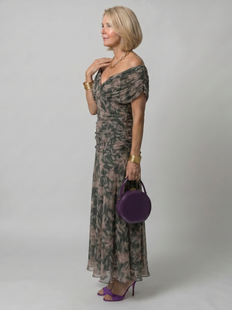 Calen | Robe Midi Décontractée à Épaules Nues