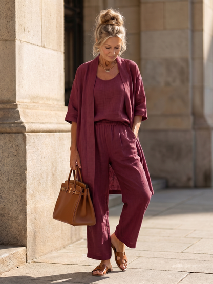 Yael | Ensemble de Top et Pantalon Détendu en Trois Pièces