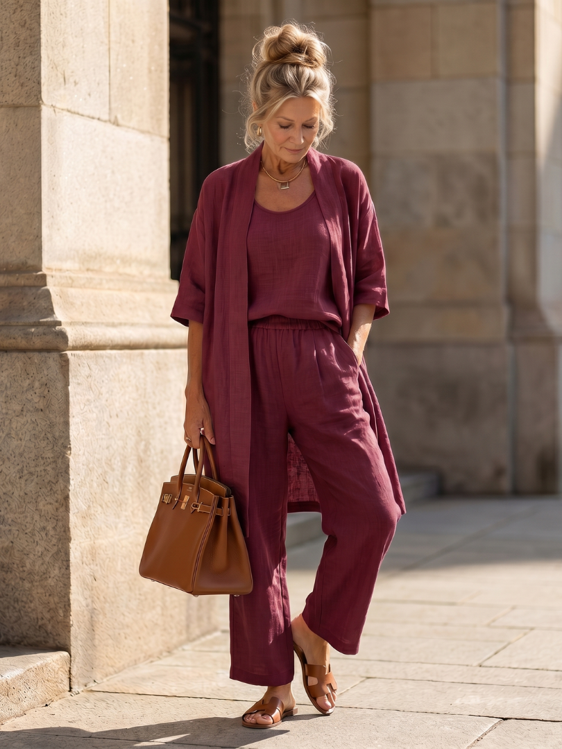 Yael | Ensemble de Top et Pantalon Détendu en Trois Pièces