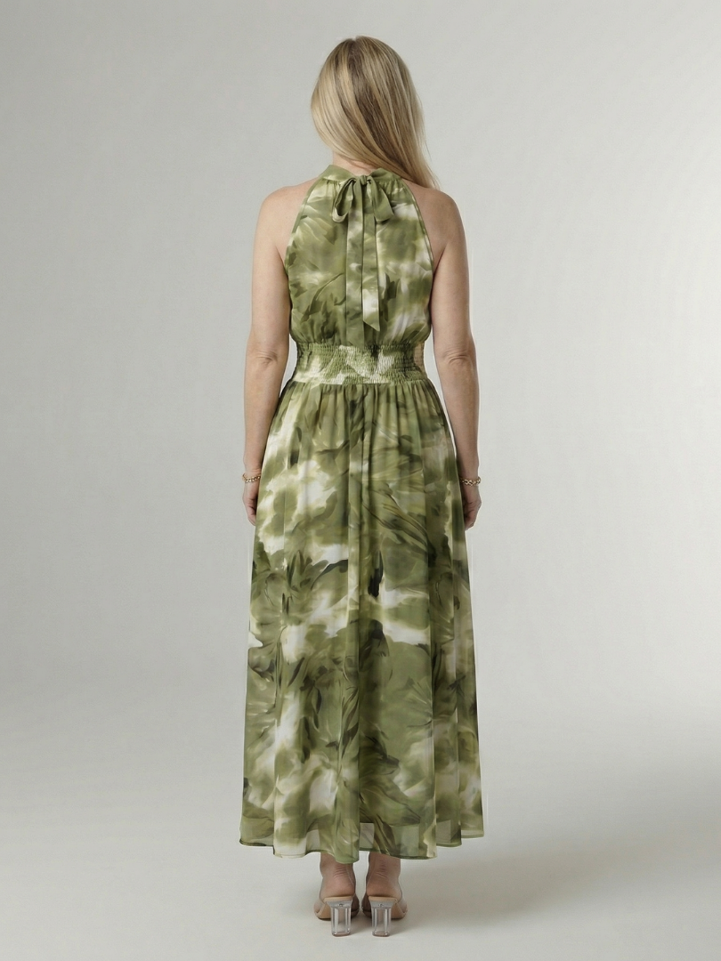 Sylin | Robe Midi à Encolure Halter Rassemblée