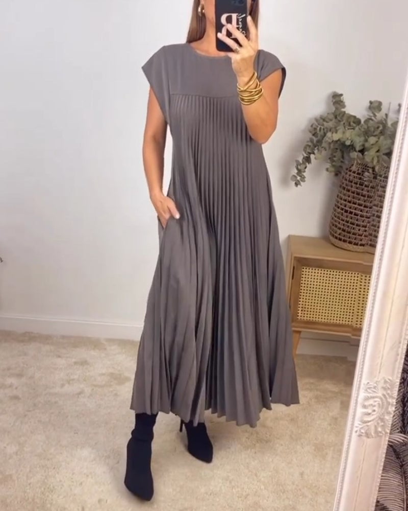 Sophia - Robe Maxi Plissée Élégante Découpée