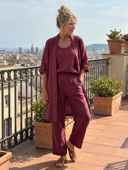 Yael | Ensemble de Top et Pantalon Détendu en Trois Pièces