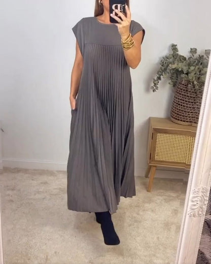 Sophia - Robe Maxi Plissée Élégante Découpée