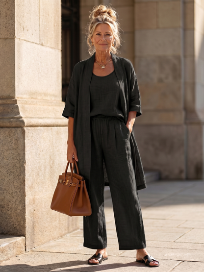 Yael | Ensemble de Top et Pantalon Détendu en Trois Pièces