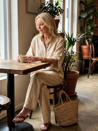 Amity | Ensemble Tunique Pantalon Détente à Boutons