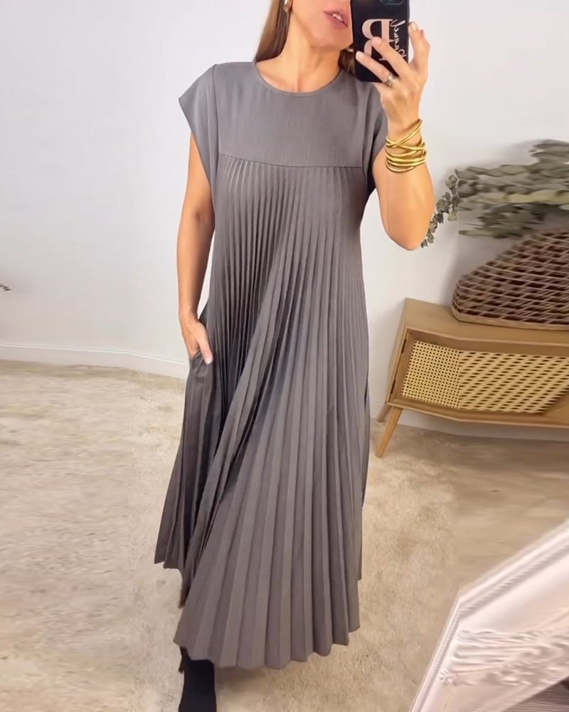 Sophia - Robe Maxi Plissée Élégante Découpée