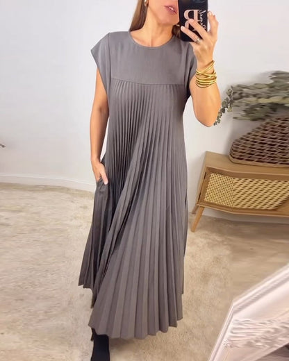 Sophia - Robe Maxi Plissée Élégante Découpée