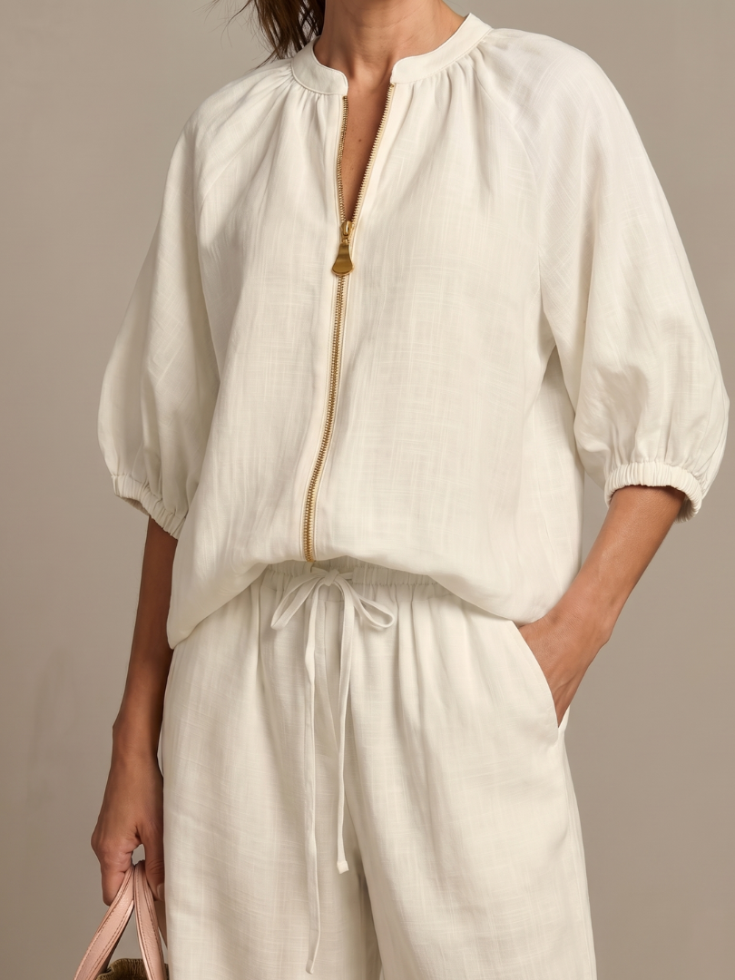Natalia | Haut Blouson à Zip et Pantalon Large