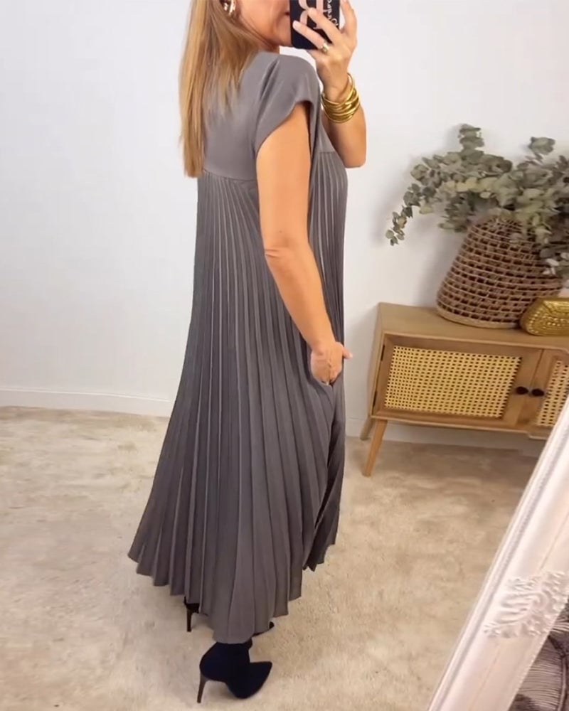 Sophia - Robe Maxi Plissée Élégante Découpée
