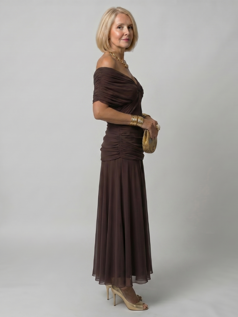 Calen | Robe Midi Décontractée à Épaules Nues