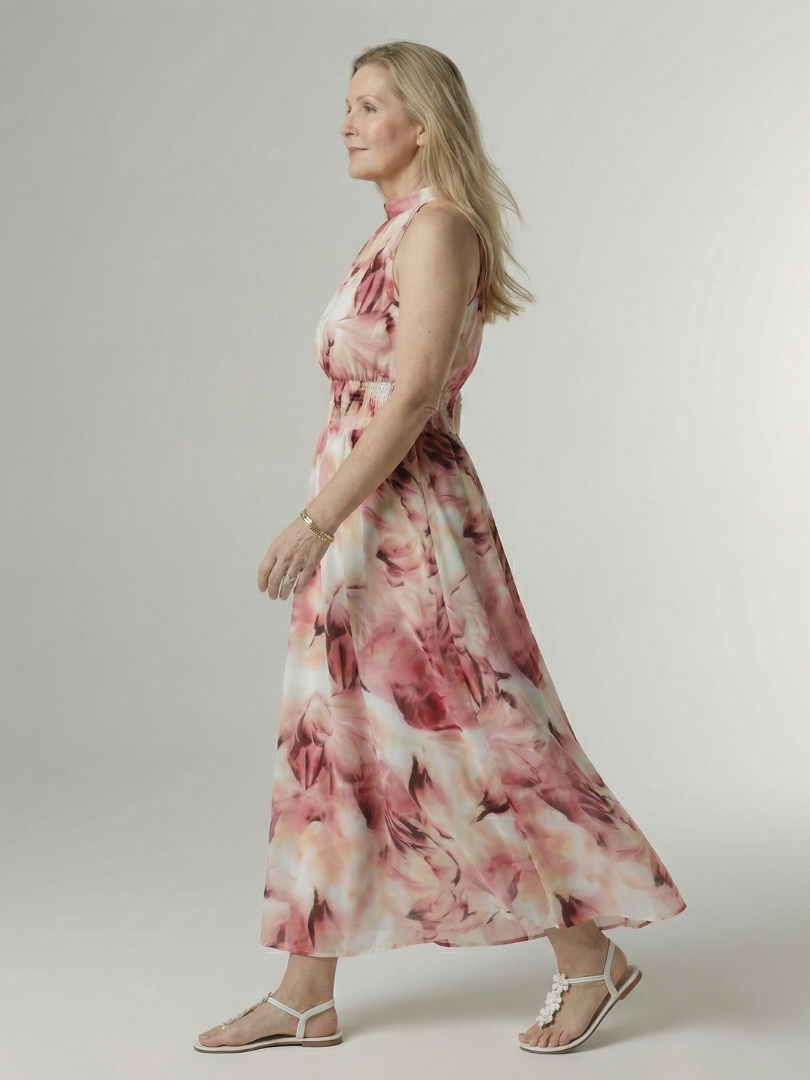 Sylin | Robe Midi à Encolure Halter Rassemblée