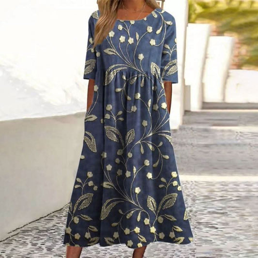 Wendy | Robe Midi Décontractée Brodée