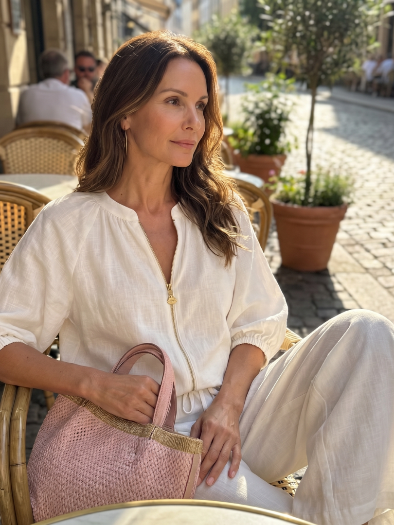 Natalia | Haut Blouson à Zip et Pantalon Large