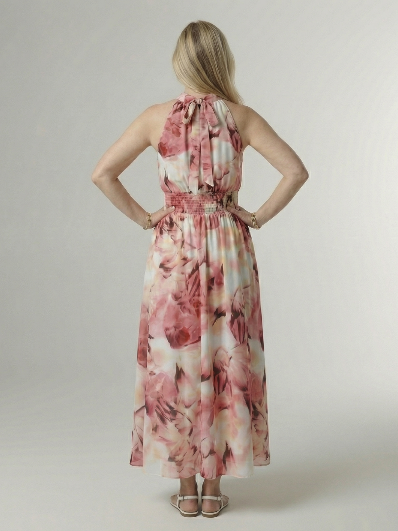 Sylin | Robe Midi à Encolure Halter Rassemblée