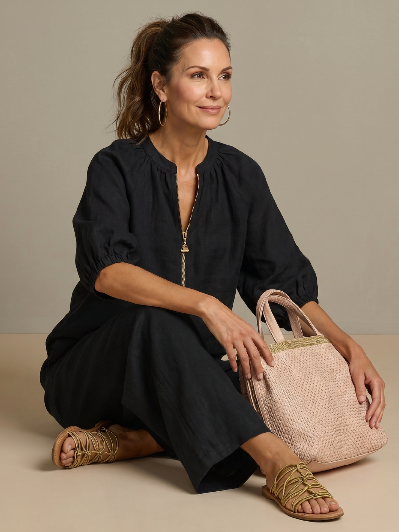 Natalia | Haut Blouson à Zip et Pantalon Large