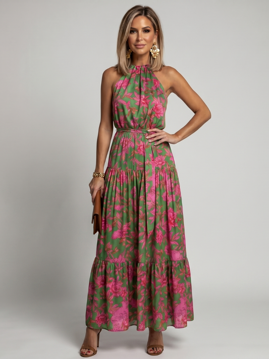 Rowen | Robe Midi Drapée à Col Halter