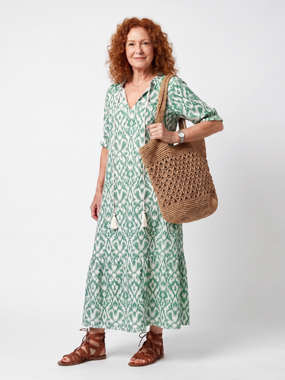 Ilara | Robe Midi à Encolure en V avec Franges
