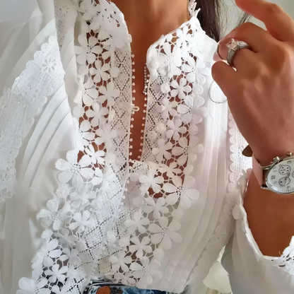Elena - Haut en Dentelle Florale Épanouie