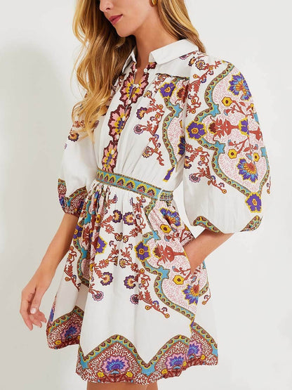 Jenny - Robe Mini à Manches Bouffantes avec Poches