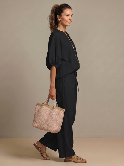 Natalia | Haut Blouson à Zip et Pantalon Large