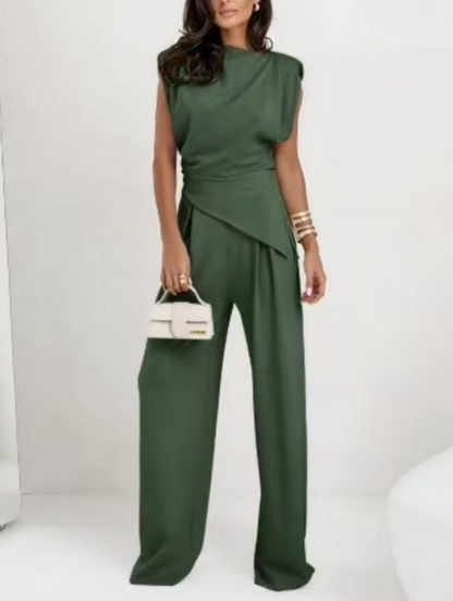 Paris Irregular Top & Wide Leg Pants Set