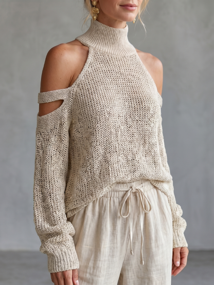 Questa | Ensemble top en tricot à épaules dénudées et pantalon large