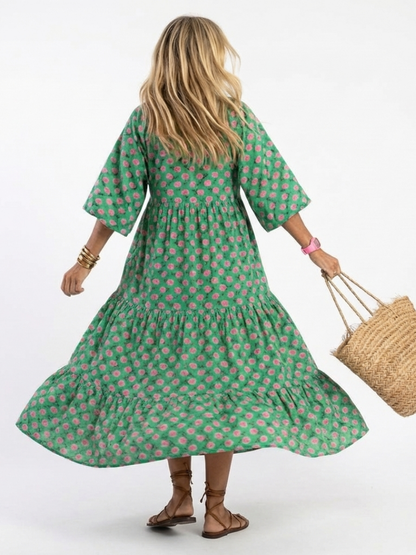Fiora | Robe Midi à Imprimé Floral et Décolleté en V