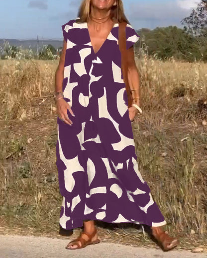 Elowen - Robe sans manches à imprimé géométrique irrégulier