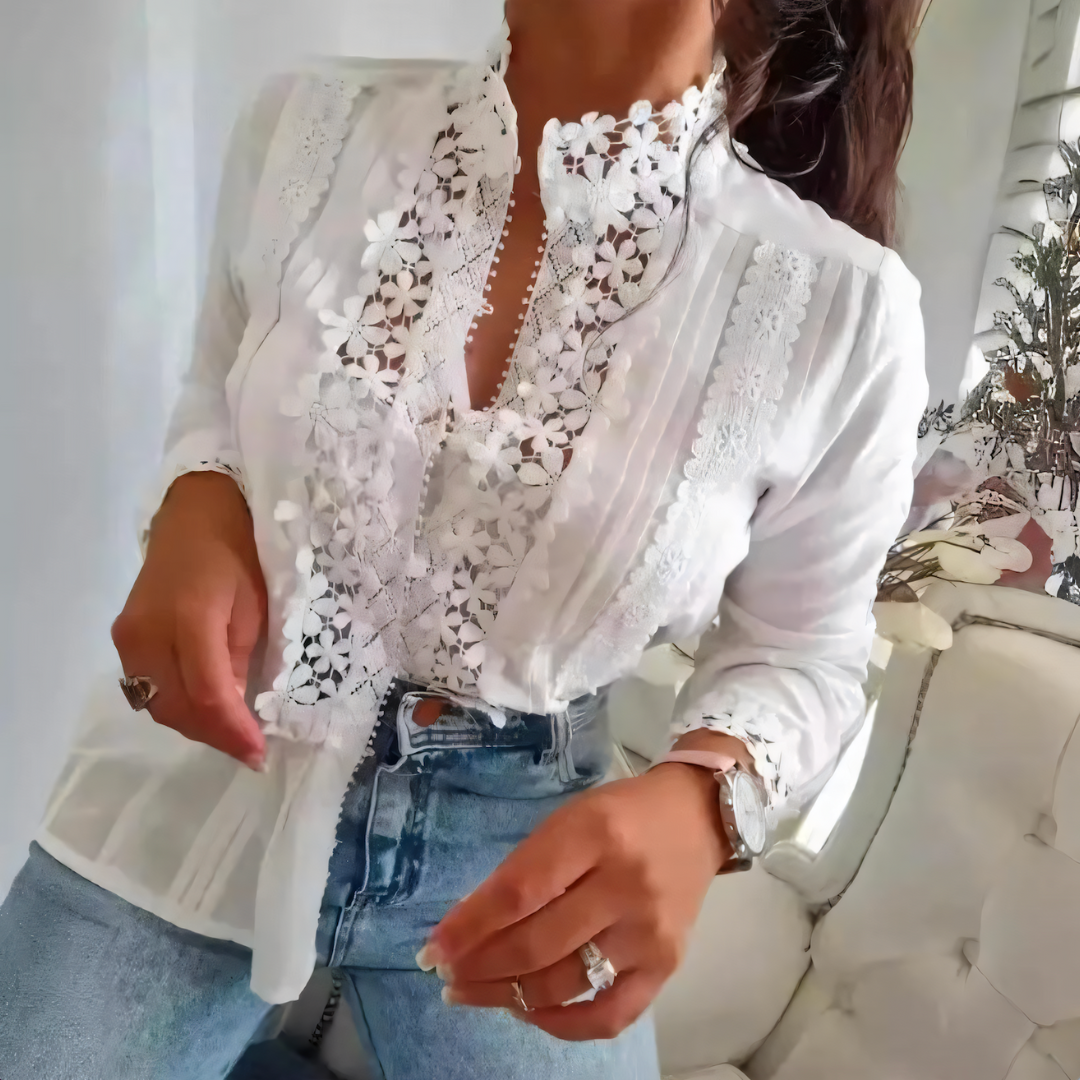 Elena - Haut en Dentelle Florale Épanouie