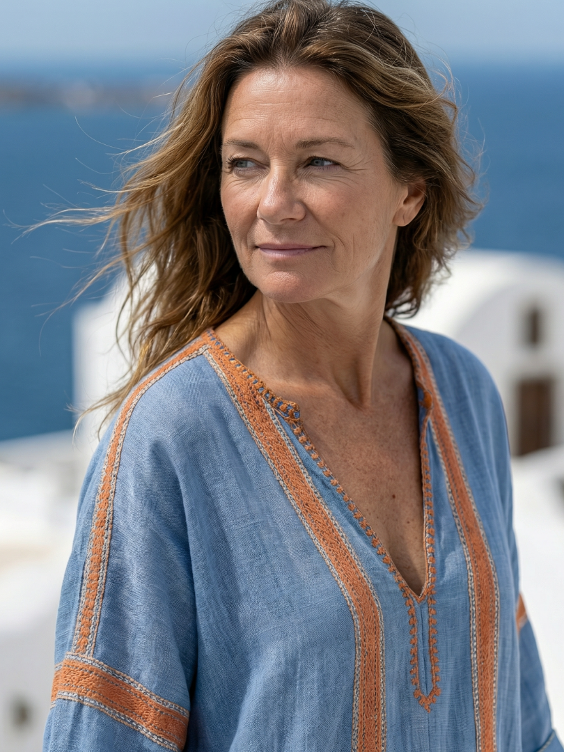 Avenor | Robe Midi à Col V en Tissu Doux