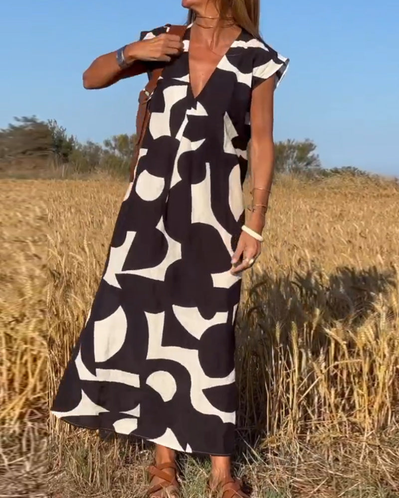 Elowen - Robe sans manches à imprimé géométrique irrégulier