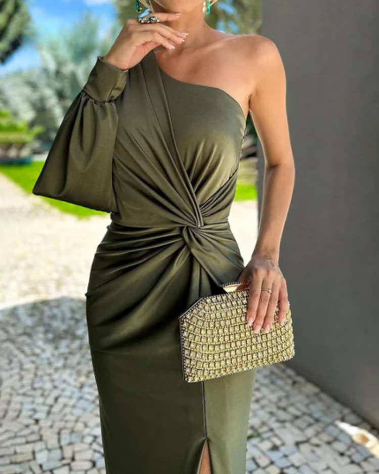 Odessa - Robe Midi Bandage Froncée Asymétrique