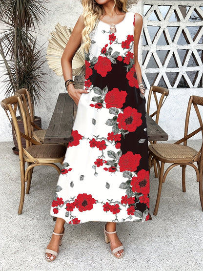 Indigo - Robe Maxi V-Neck Florale Boho Chic