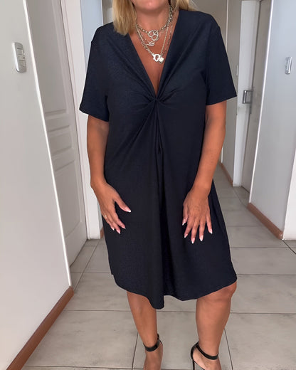 Laurence | Robe Élégante Rassemblée avec Décolleté en V