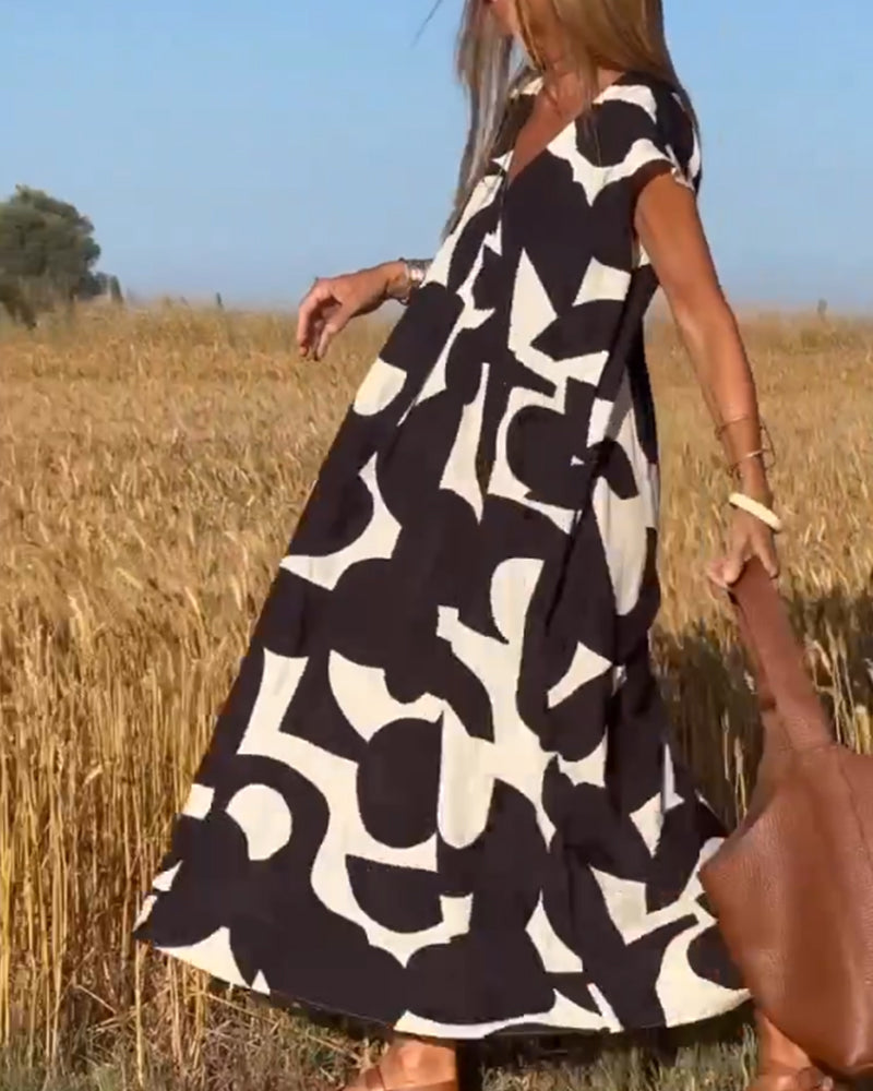 Elowen - Robe sans manches à imprimé géométrique irrégulier