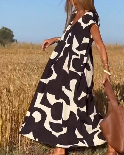 Elowen - Robe sans manches à imprimé géométrique irrégulier