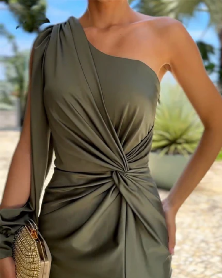 Odessa - Robe Midi Bandage Froncée Asymétrique