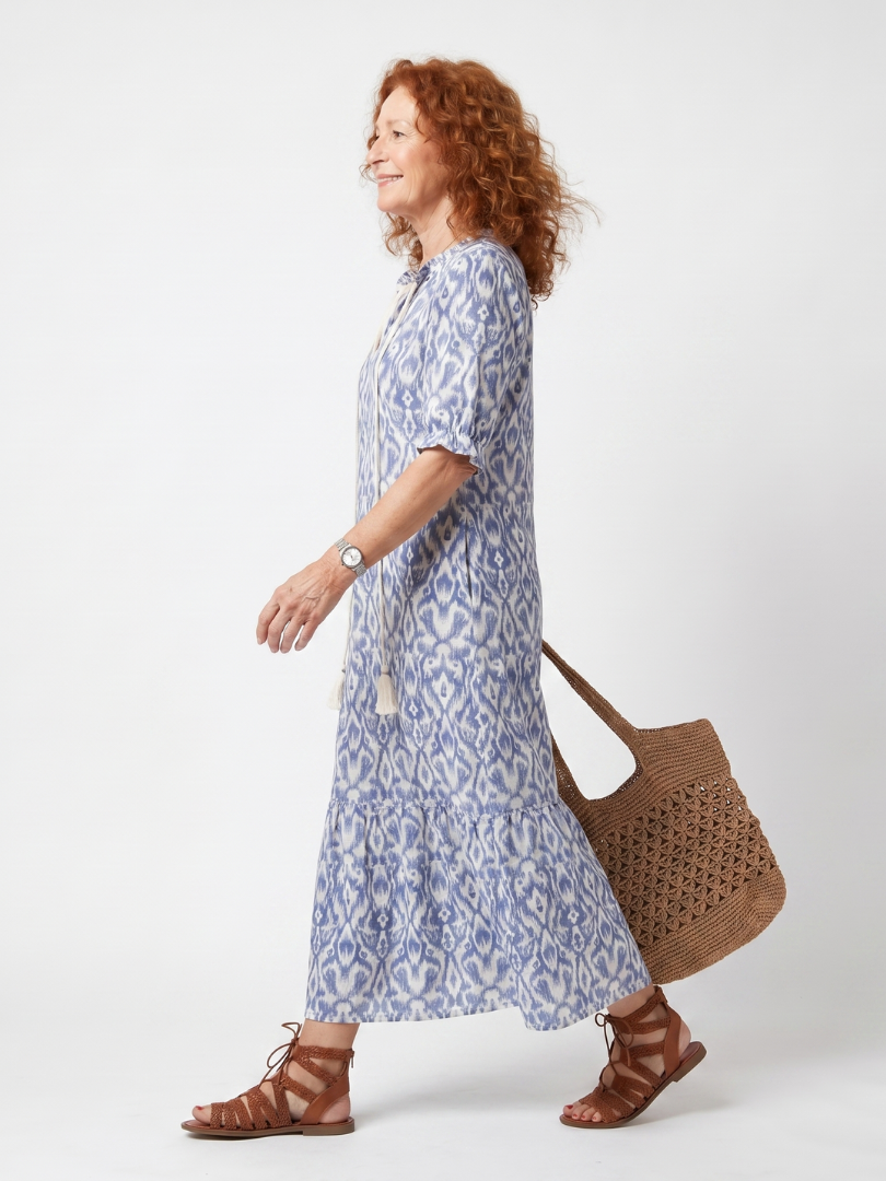 Ottoline | Robe midi imprimée avec lien à franges