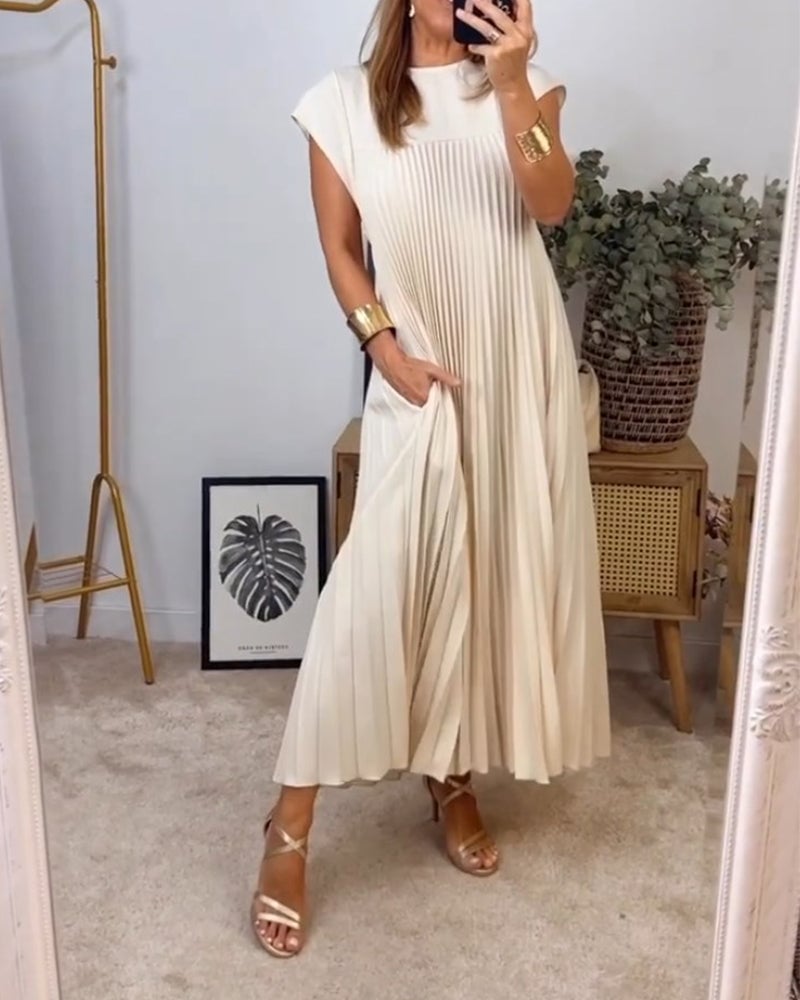 Sophia - Robe Maxi Plissée Élégante Découpée