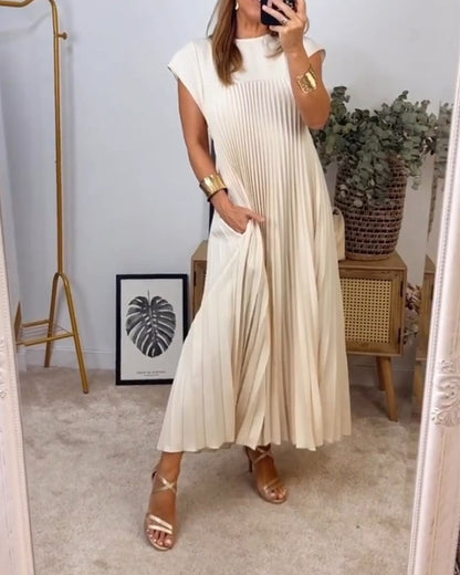Sophia - Robe Maxi Plissée Élégante Découpée