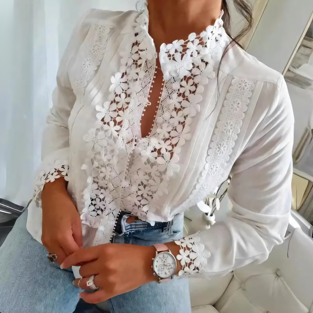 Elena - Haut en Dentelle Florale Épanouie