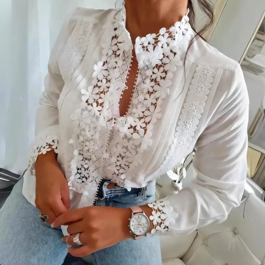 Elena - Haut en Dentelle Florale Épanouie