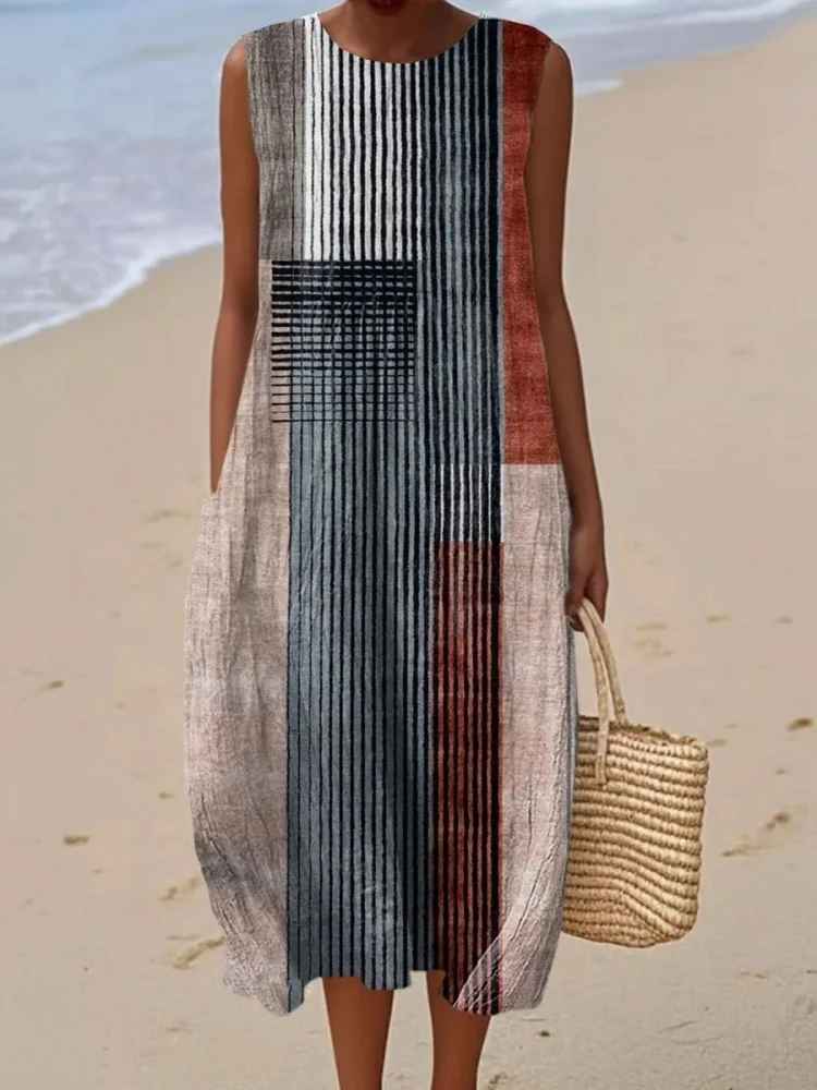 Rosenda - Robe d'été avec imprimé géométrique abstrait