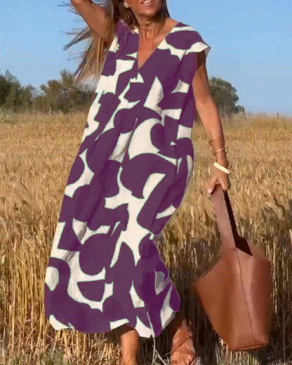 Elowen - Robe sans manches à imprimé géométrique irrégulier