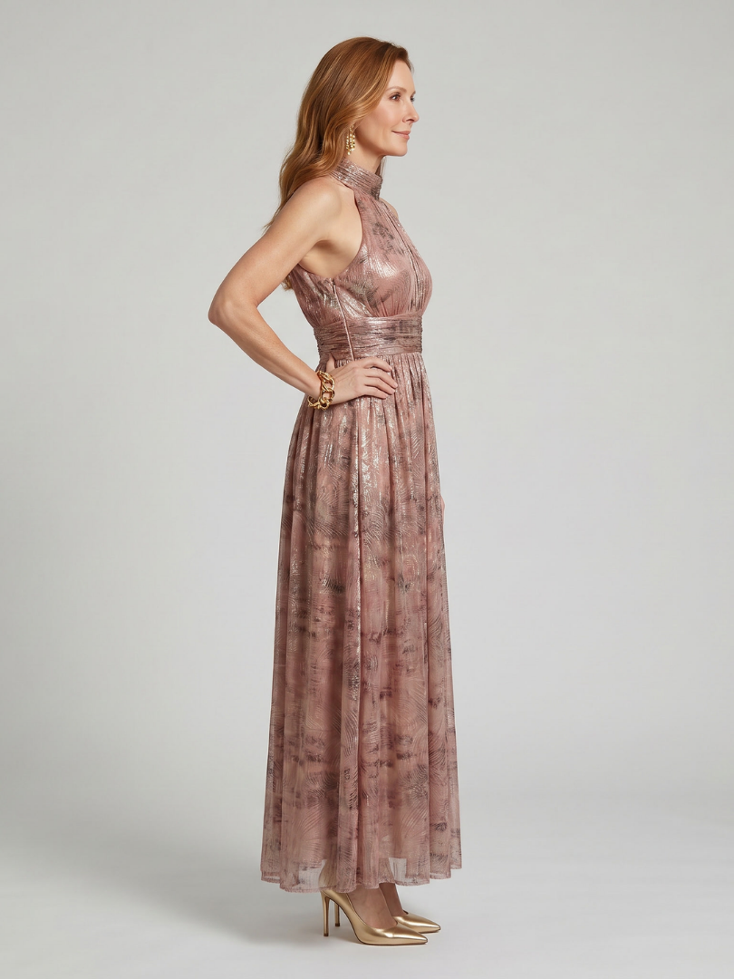Imogen | Robe midi sans manches à finition texturée